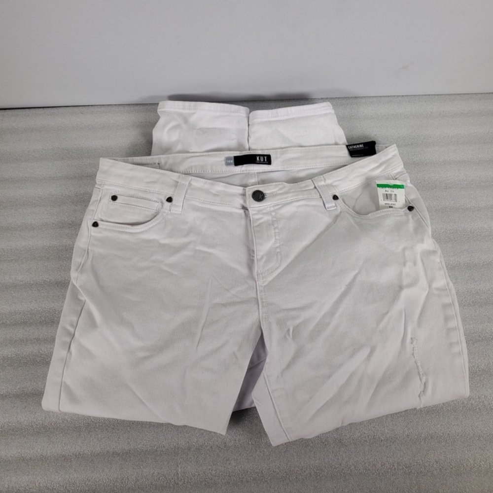 KUT Women Catherine White Ankle Straight Leg Jeans